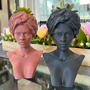 African Woman Bust Planter | Beautiful Head Planter | Black Woman Planter | Decorative Succulent Planter gift for her | Mothers Day