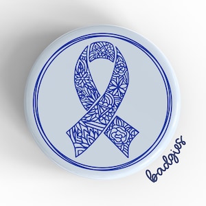 Blue Awareness Ribbon badgie, autism awareness badge reel cover, colon cancer ID holder add on, Guillain Barre awareness, prostate cancer