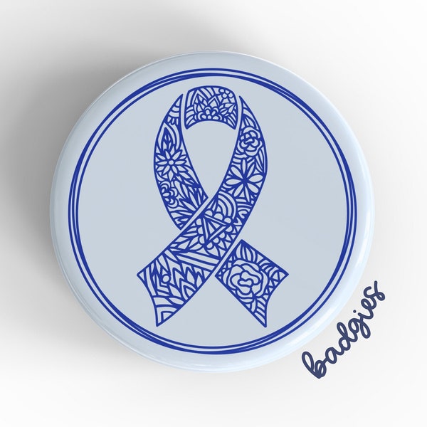 Blue Awareness Ribbon badgie, autism awareness badge reel cover, colon cancer ID holder add on, Guillain Barre awareness, prostate cancer