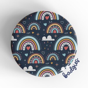 Rainbow Pattern Navy badgie, badge reel cover, infant loss awareness, OB nurse gift, labor and delivery, MRI technician, radiologic tech, ER