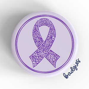 Purple Awareness Ribbon badgie, Alzheimer's badge reel cover, oncology nurse gift, pancreatic cancer awareness gift, Chiari malformation