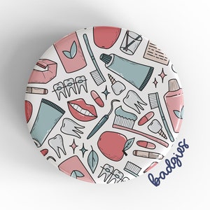 Dentist Pattern badgie, interchangeable badge reel cover, dental hygienist gift, oral dental assistant, dentist, orthodontist, receptionist