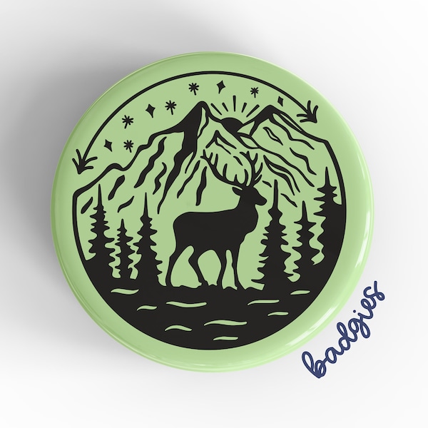 Elk Mountain badgie, retractable ID holder cover, hiking badge reel topper, outdoor lover nurse gift, vet tech, nurse practitioner, student