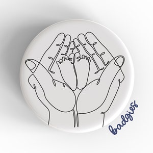 Hands Holding Baby Feet badgie, interchangeable badge reel cover, NICU nurse gift, labor and delivery, OBGYN, OB, L&D, mother baby