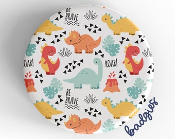 Dinosaur Pattern badgie, interchangeable badge reel cover, peds nurse gift, pediatrics RN, NICU nurse, PICU, neonatal, be brave, roar, dinos