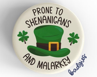 Prone To Shenanigans And Malarkey badgie, St. Patrick's Day badge reel cover, St. Pat's nurse gift, Irish RN, funny shamrocks teacher gift