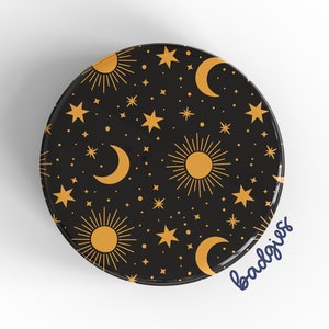 Sun And Moon Pattern badgie, retractable badge reel cover, nurse manager gift, astronomy, night shift nurse badge, researcher, travel nurse