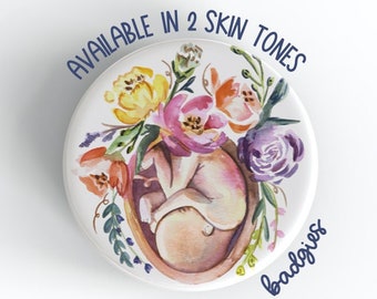 Floral Fetus badgie, L&D badge reel cover, labor and delivery nurse gift, OBGYN, OB, baby sonographer, newborn services, nurse midwife badge
