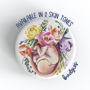 Floral Fetus badgie, L&D badge reel cover, labor and delivery nurse gift, OBGYN, OB, baby sonographer, newborn services, nurse midwife badge