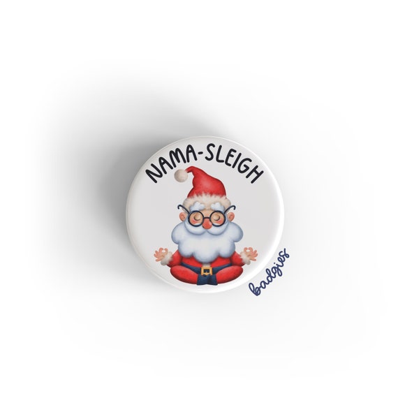 Nama-Sleigh badgie, retractable badge reel cover, funny nurse Christmas  gift, yoga Santa, cardiac, CNS, CNA, MA, nursing student, dialysis