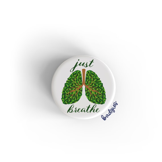 Just Breathe Badgie, Leaf Lungs Badge Reel Cover, Retractable ID