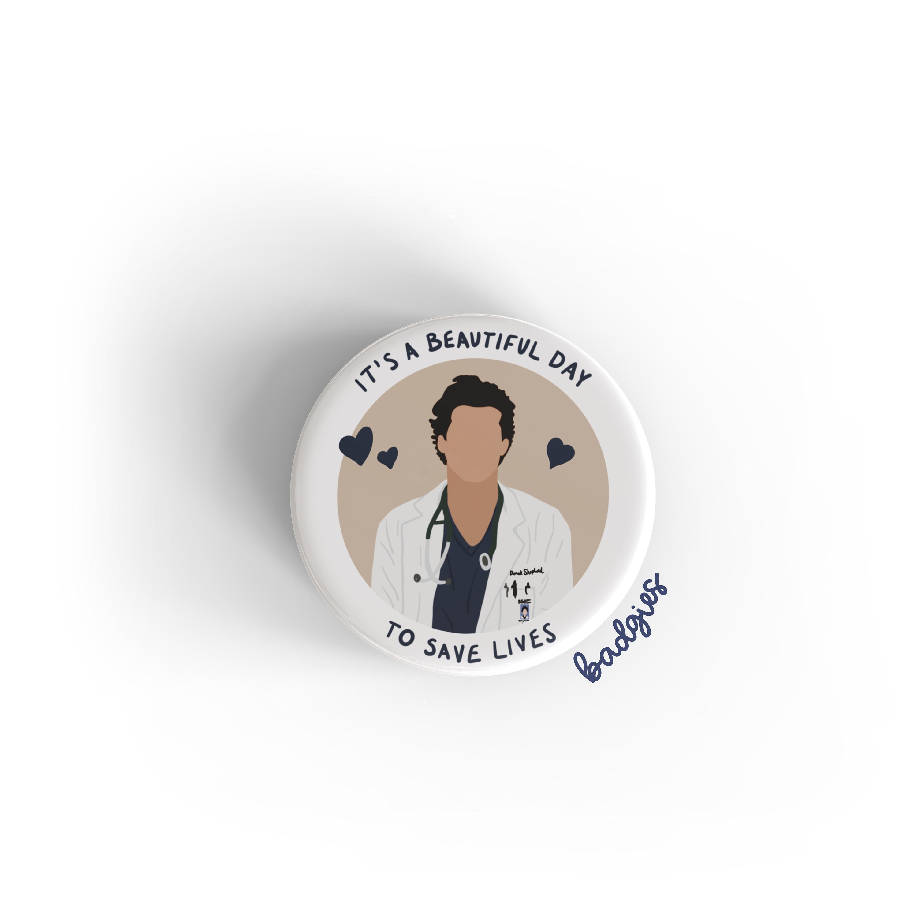 Mcdreamy It's A Beautiful Day to Save Lives badgie, Grey's Anatomy Badge Reel Cover, RN, ER Nurse Gift, Intern, Surgical, Med SURG, Surgery