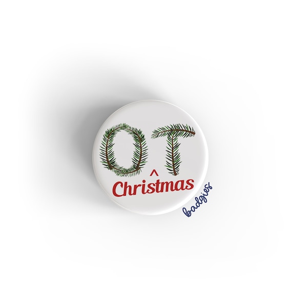 O Christmas T badgie, occupational therapist badge reel cover, OT holiday  gift, therapy, retractable badge reel add on, student, OTA, COTA
