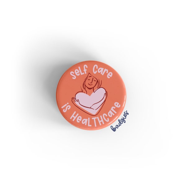 Self Care Is Healthcare badgie, retractable Valentine's Day badge reel  cover, mental health, self love, oncology nurse gift, hospice, ER, ED