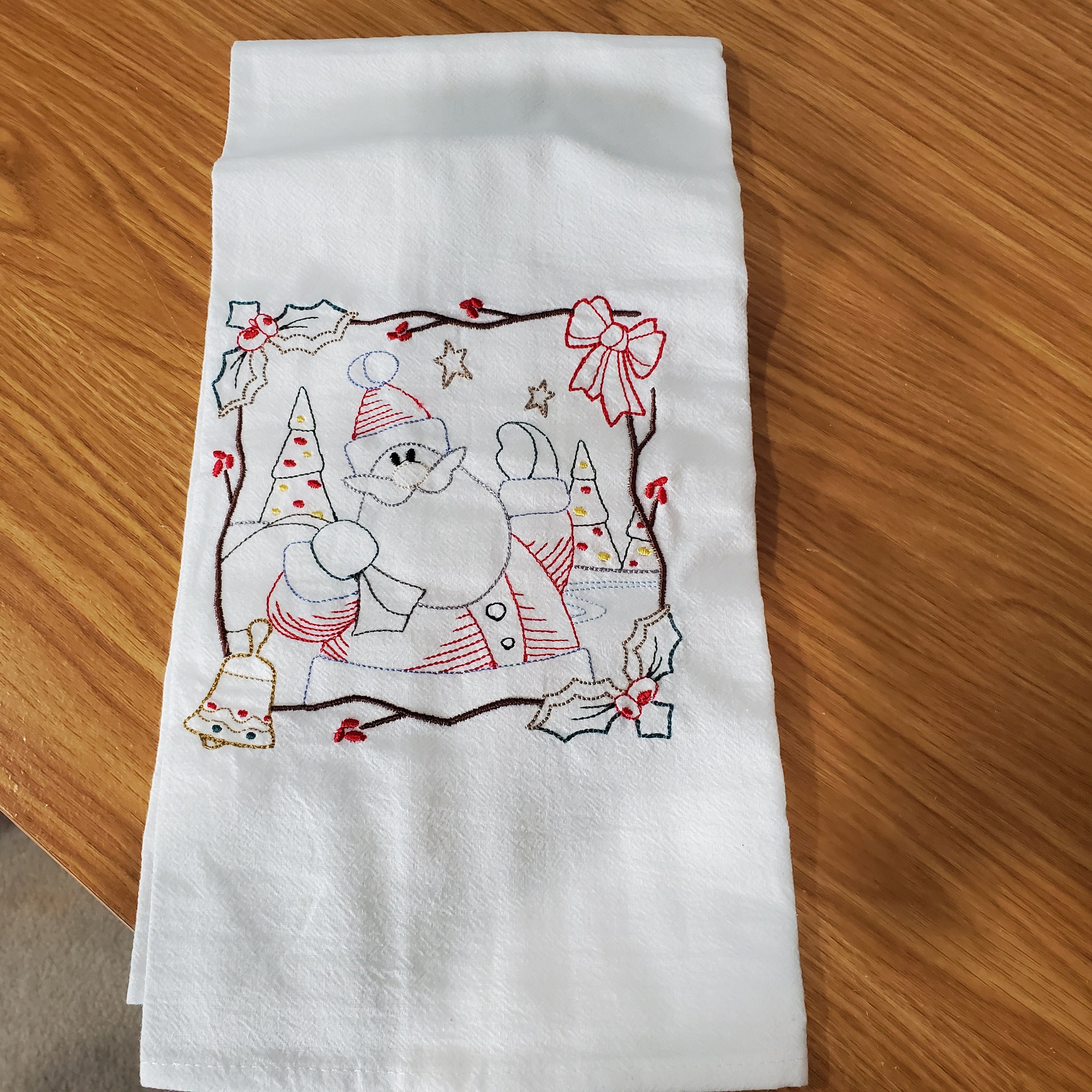 Embroidered flour sack towel Etsy