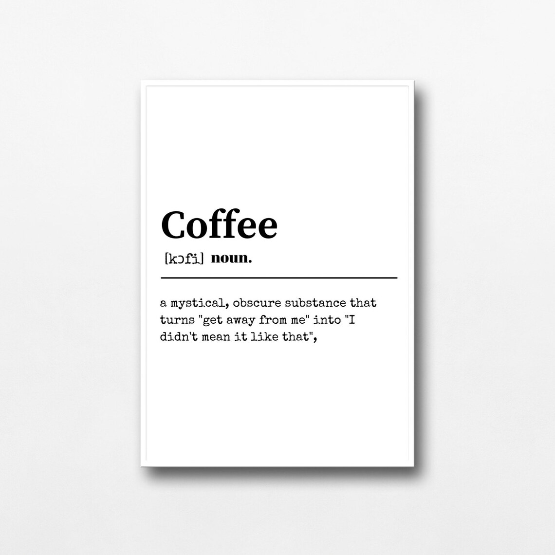 Coffee Noun Print Coffee Definition Print Etsy Israel