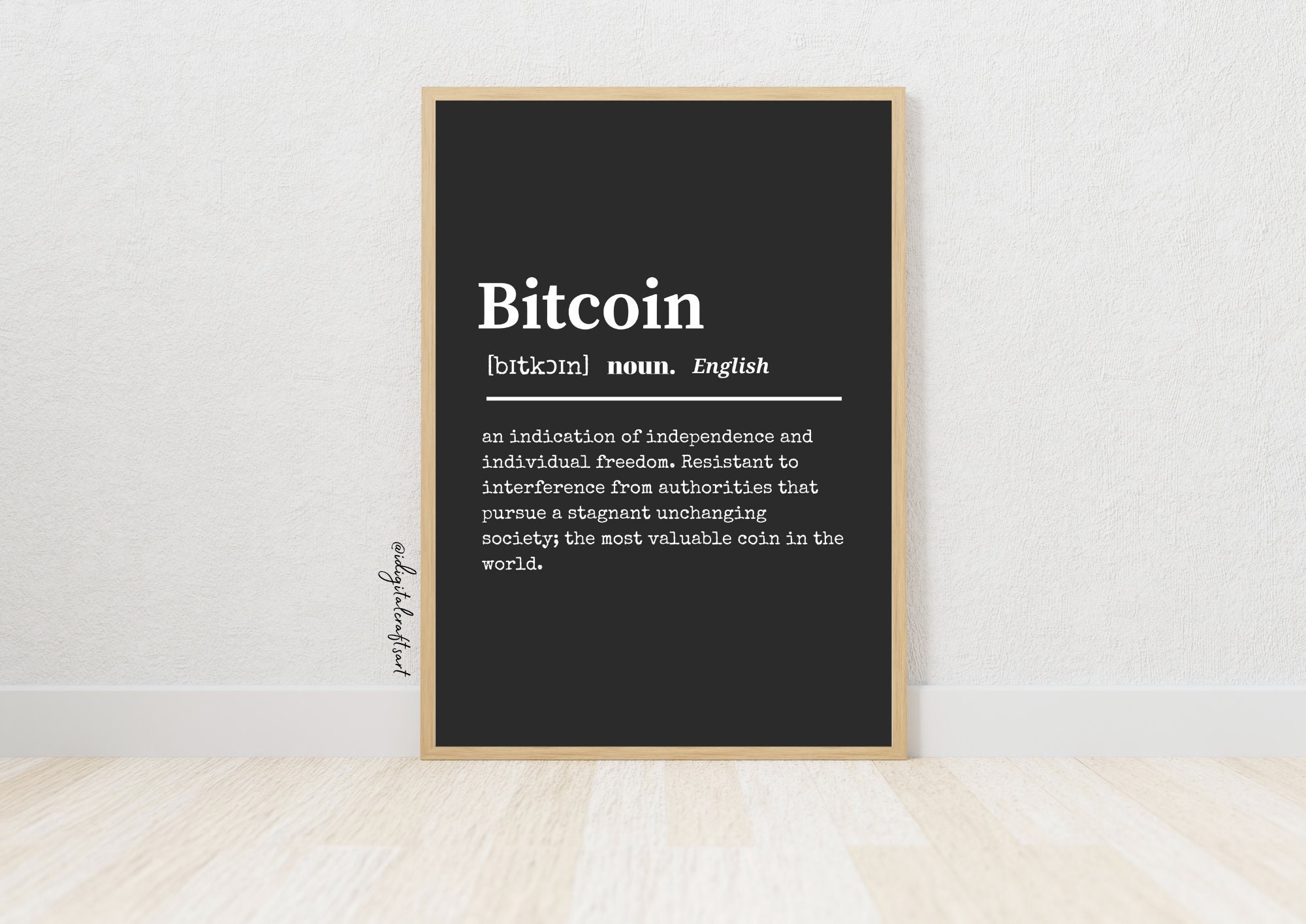 ビットコインの定義プリント | BTCの定義ポスター | ビットコイン辞書アート | 暗号通貨オフィスプリント | 暗号通貨ウォールアート