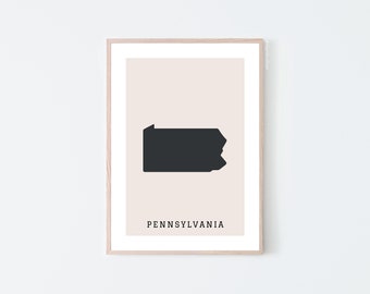 Pennsylvania State Poster | Pennsylvania Printable Map | Pennsylvania Map Print | Print of PA | State Road Map Print