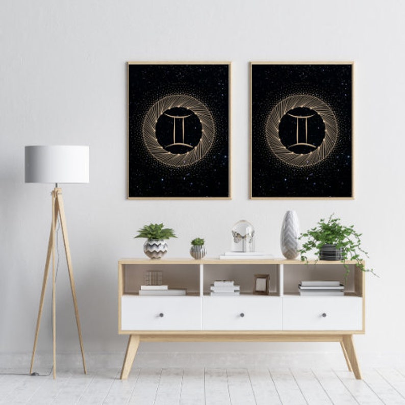 Gemini Zodiac Sign Gemini Wall Art Witchy Wall Art Etsy