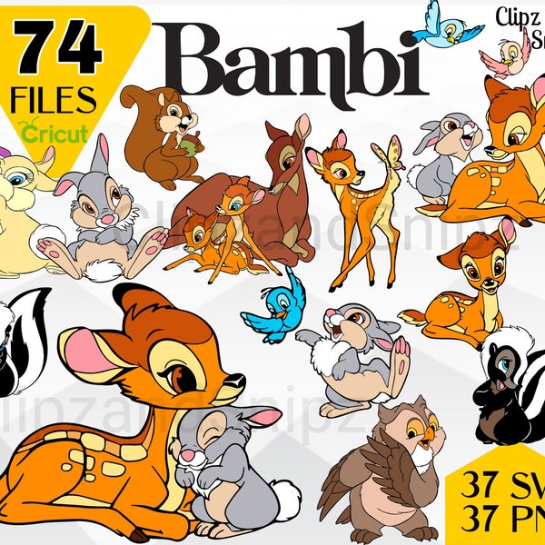Bambi SVG PNG Clipart Layered Dateien für Cricut, Bambi SVG, Bambi png, Hirsch svg, Waldtier svg