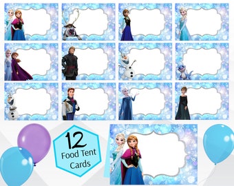 Frozen Food Tent Cards, Frozen Party Food Labels, Instant Download, Frozen Elsa Anna Birthday, Frozen 2 Birthday Tags