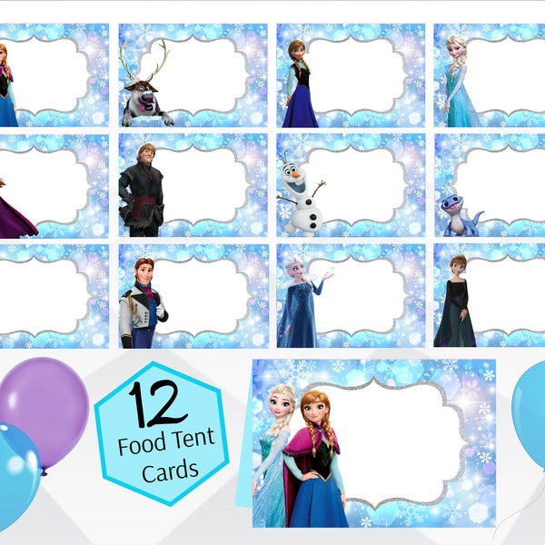 Frozen Food Tent Cards, Frozen Party Food Labels, Instant Download, Frozen Elsa Anna Birthday, Frozen 2 Birthday Tags