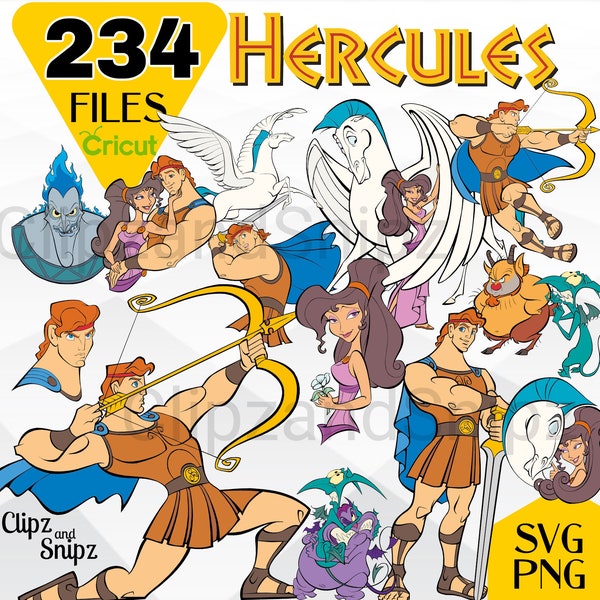 Hercules SVG Bundle, Hercules PNG Clipart, Hercules Cricut Layered files, Instant Digital Download, Baby Pegasus Hades svg sublimation