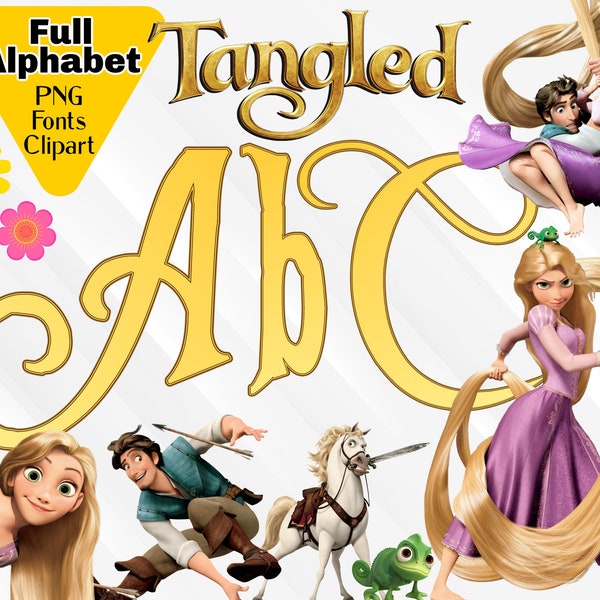 Tangled Font, Tangled PNG Alphabet, Tangled PNG Clipart, Tangled Letters, Tangled Birthday Numbers, Rapunzel PNG Font, Rapunzel Birthday