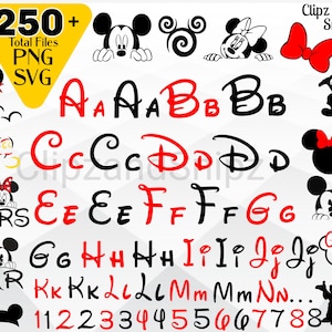 Mickey Alphabet SVG PNG Clipart Instant Digital Download, Mickey Numbers Letters Clipart Minnie Mickey SVGs, ttf file, Cricut letters