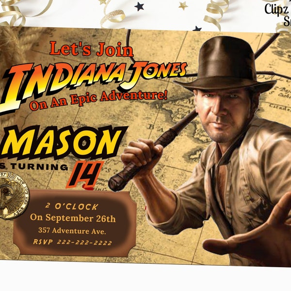 Indiana Jones Birthday Invitation, Indiana Jones Editable Template, Indiana Jones Birthday Party Invite, Adventure party Dial of Destiny