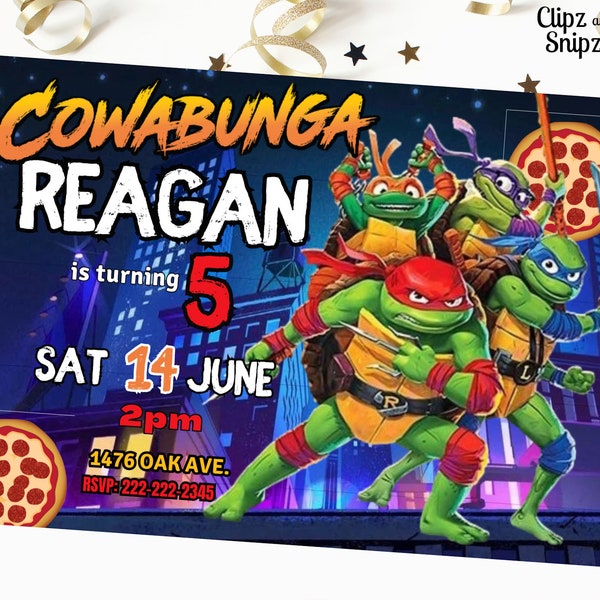 Ninja Turtles Editable Birthday Invitation, Mutant Ninja Turtles Mayhem Editable Invitation Download for Print or Text for Party