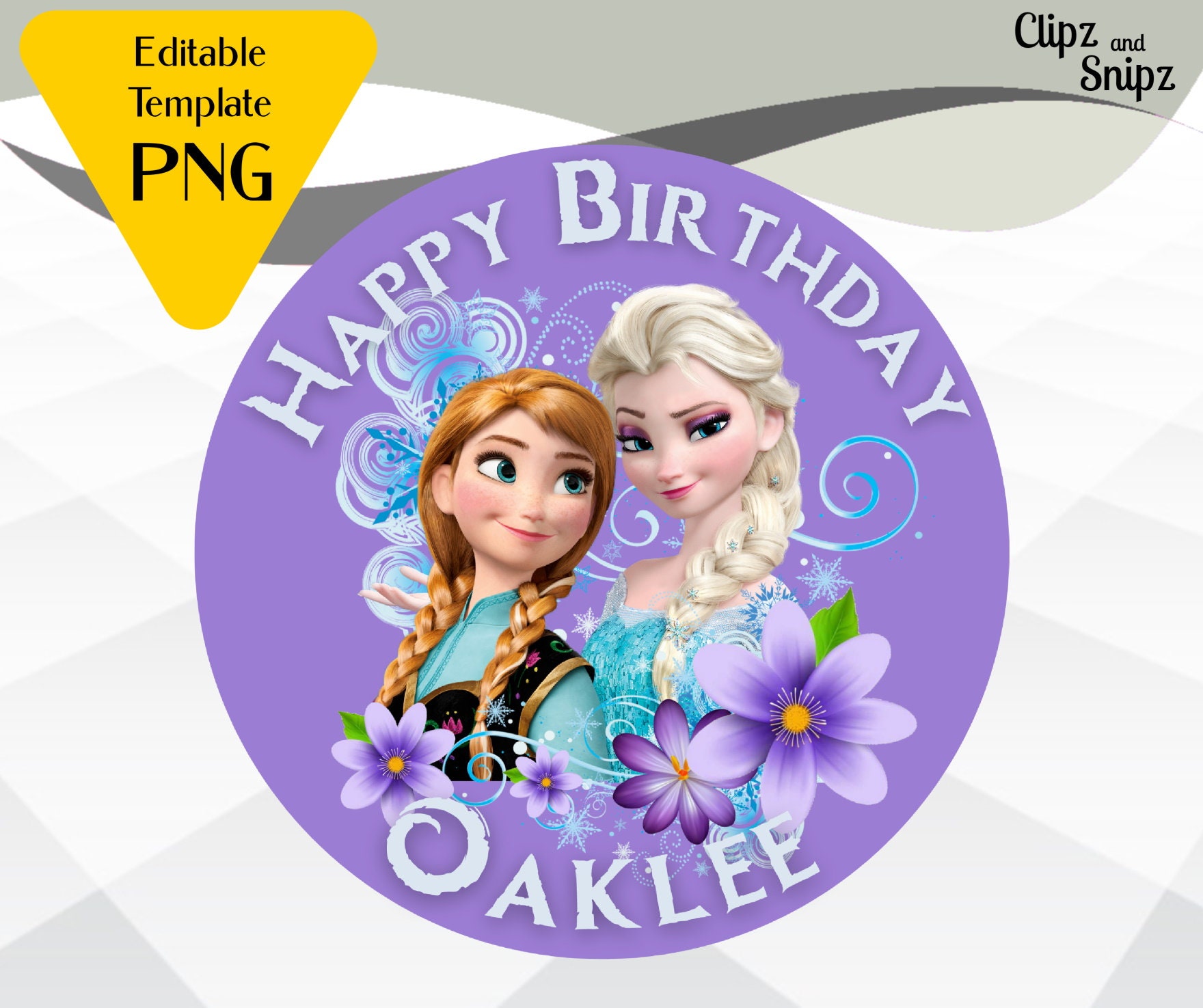 Frozen PNG Editable Cake Topper Printable Frozen Elsa Anna Etsy Australia