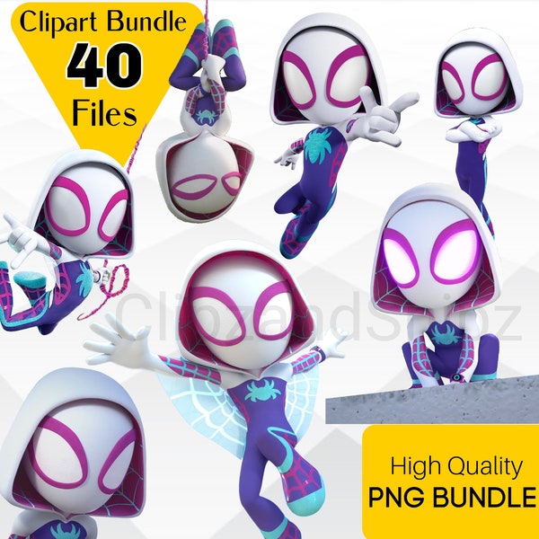 Ghost Spider PNG Clipart Bundle, Spidey and his Amazing Friends PNG Clipart, Ghost Spider Birthday, Ghost Spider shirt, Spider Gwen Png