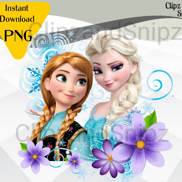 Frozen PNG Clipart Instant Digital Download, Elsa PNG, Frozen Birthday shirt, Frozen Cake Topper, Anna PNG, Frozen 2 clipart