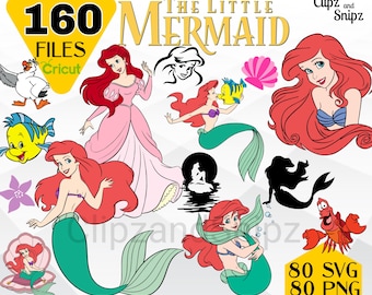 Little Mermaid SVG, PNG Ariel Clipart, Little Mermaid Layered Cricut, printable mermaid Instant Digital Download, sublimation Flounder Ariel