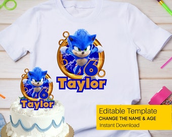 Editable Sonic Birthday PNG, Custom Sonic Name PNG, Sonic Birthday Age, Sonic Birthday Name, Personalized Sonic Hedgehog Shirt, Sonic PNG