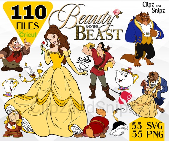 Beauty and the Beast SVG PNG Belle Clipart Princess Layered - Etsy Finland