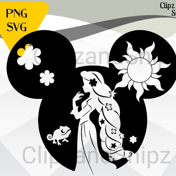Tangled Mickey SVG and PNG Clipart Rapunzel Instant Digital Download mickey head iron on print Cricut Sublimation for shirts