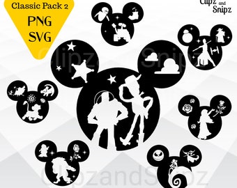 Toy Story SVG PNG Clipart Mickey Téléchargement numérique instantané tête de mickey fer sur impression Cricut Wall E Isabella Encanto Star Wars Beauty Beast