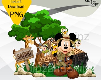 Mickey Mouse Minnie Mouse Safari Jeep Digital File Clipart PNG -   Portugal