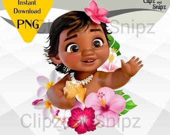 Baby Moana PNG Clipart Instant Digital Download, Baby Moana iron on, Cute Moana printable, girl wall art,