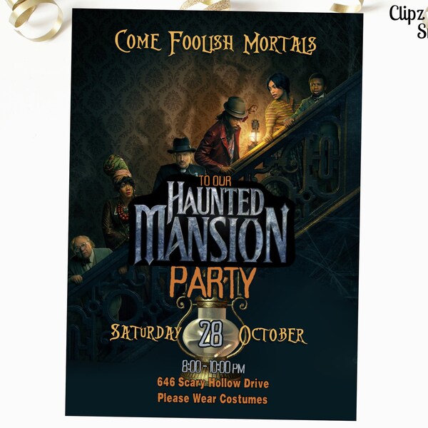 Haunted Mansion Invitation, Editable Halloween Party invitation, Haunted Mansion Costume party, Halloween Invitation, Birthday Invite