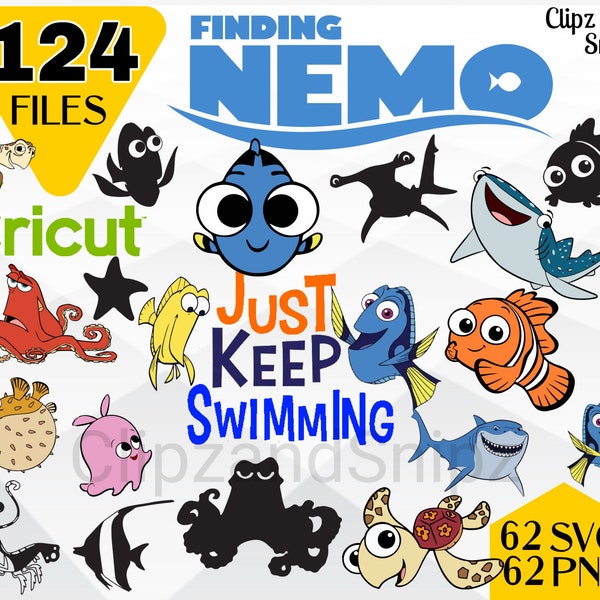 Nemo Dory SVG Layered Images Clipart PNG pour cricut Téléchargement numérique instantané Nemo sous la mer chemises artisanat Mr Ray Dory