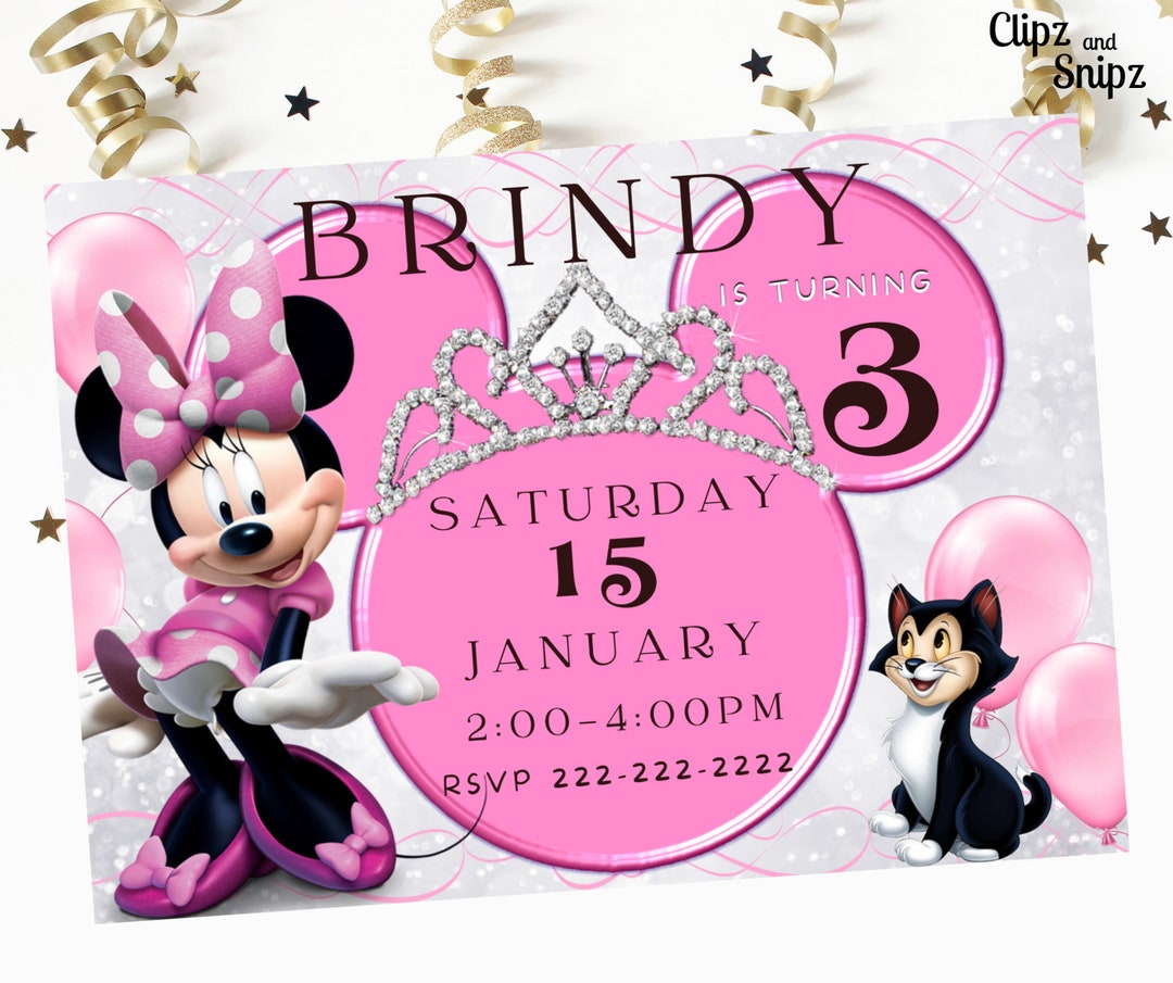 Minnie Mouse Birthday Invitation Editable Template for Party Printable Text or Send 5x7 Card