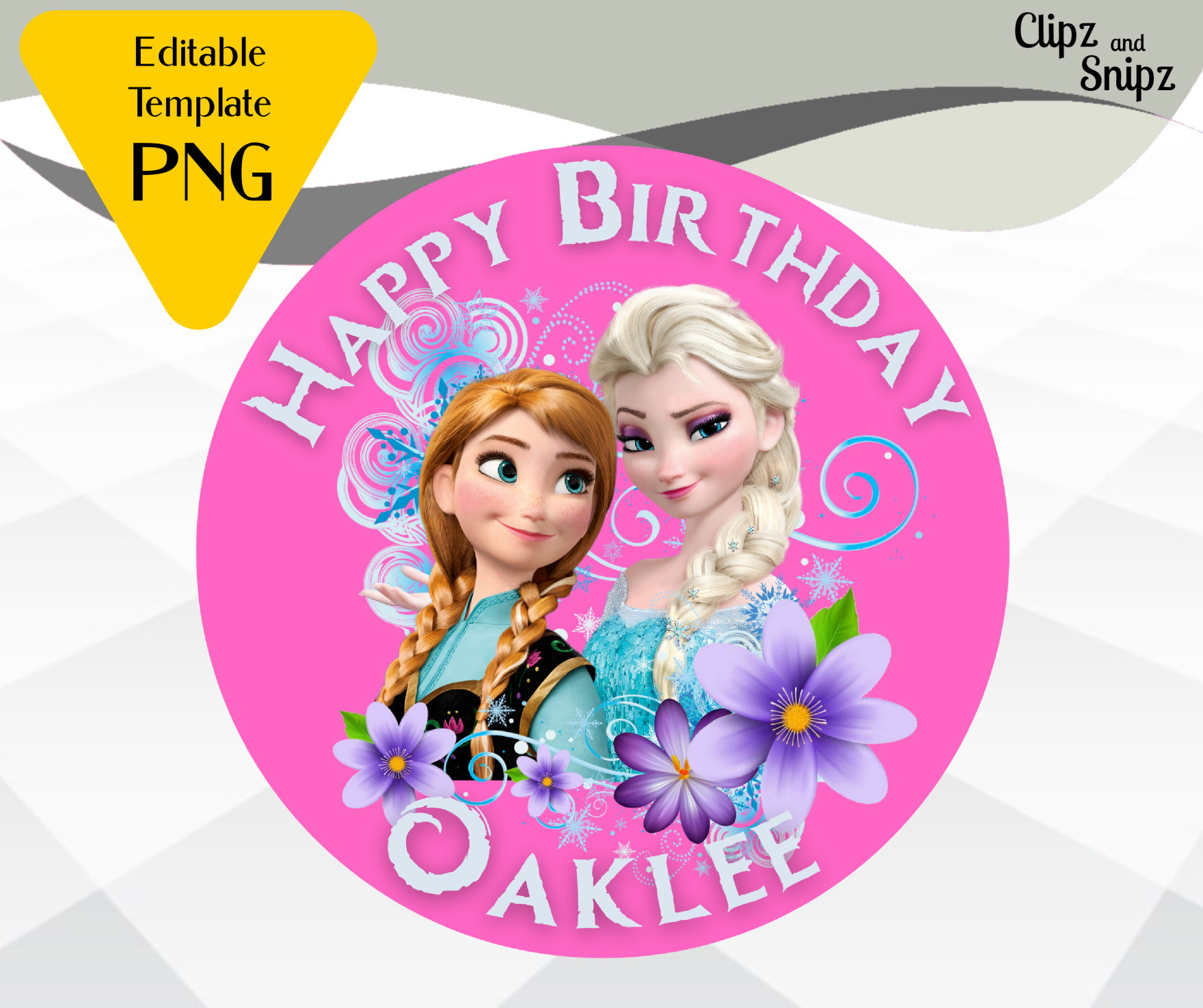Frozen PNG Editable Cake Topper Printable Pink Frozen Elsa - Etsy Norway