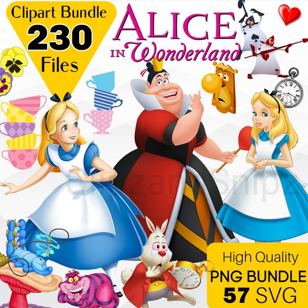 Alice in Wonderland Clipart, Alice in Wonderland SVG Bundle, Alice in Wonderland PNG, Cheshire Cat svg, Queen of hearts SVG, Baby Shower