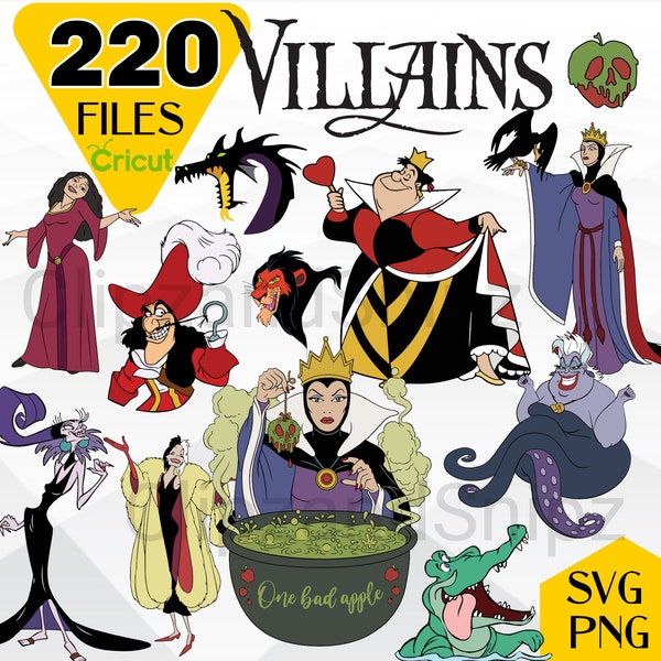 Villains SVG, Villains PNG Clipart, Villains Layered Cricut, printable villain images, Instant Download, Maleficent svg, Cruella SVG