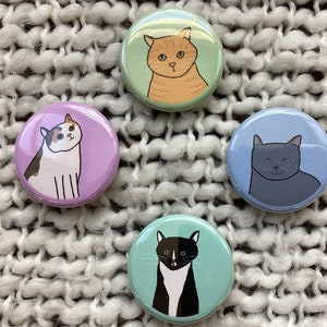 Cat Pinback Buttons 4-Pack