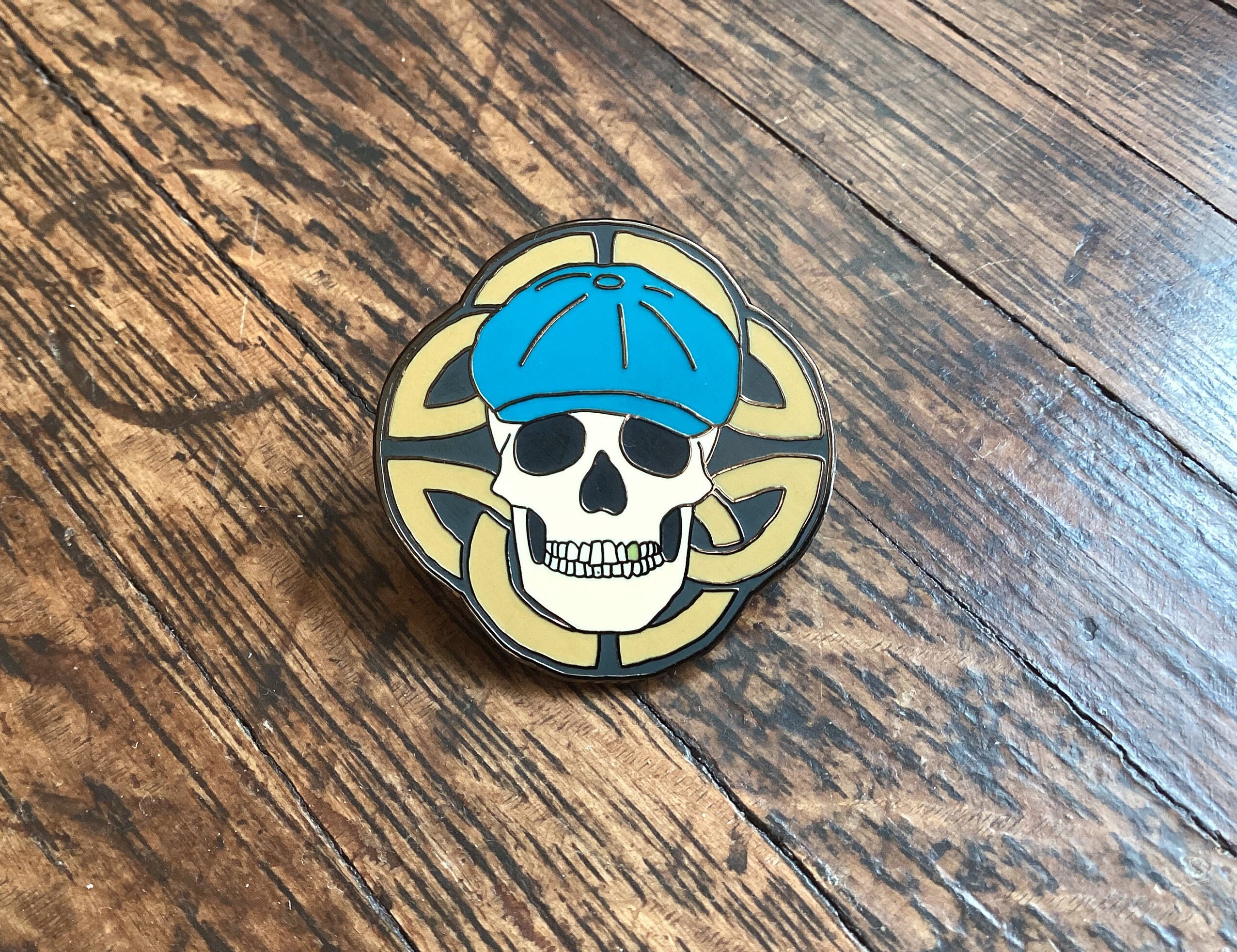 Skull Scally Cap Enamel Pin Etsy
