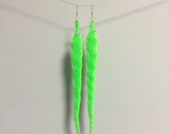 Worm on a string earrings- Alt earrings, Drop earrings